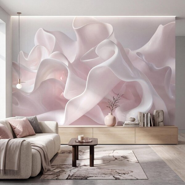 Tapet Valuri aerisite de mătase în nuanțe delicate de roz pudrat, Fototapet Abstract, w09858 : Uwalls.ro