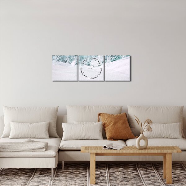 Tablou - Turcoaz abstractizare (cu ceas) (90x30 cm)