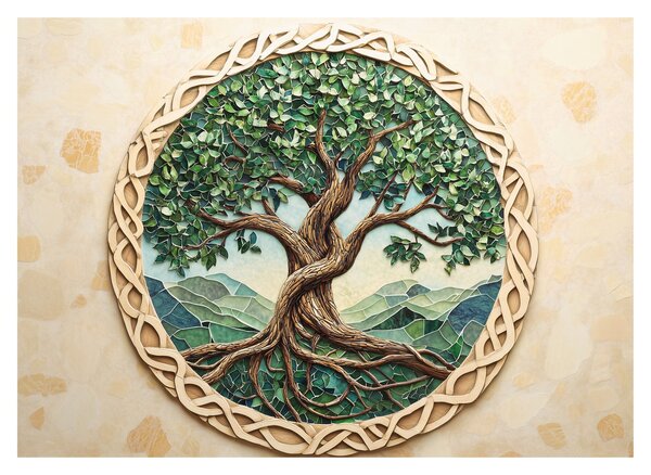 Tablou pe sticlă – Arborele vieții împletit (70x50 cm)