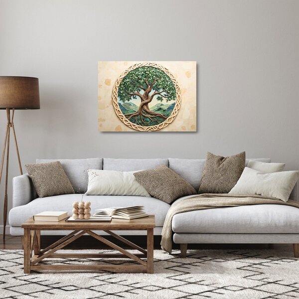 Tablou pe sticlă – Arborele vieții împletit (70x50 cm)