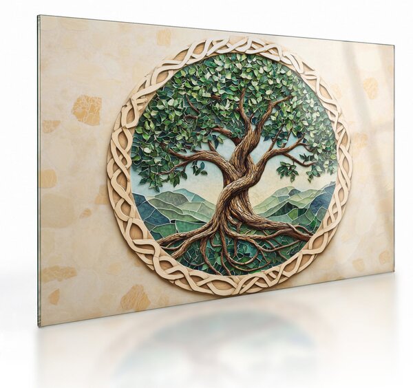 Tablou pe sticlă – Arborele vieții împletit (70x50 cm)