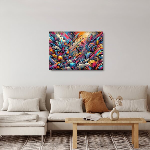 Tablou pe sticlă - Graffiti multicolor (70x50 cm)