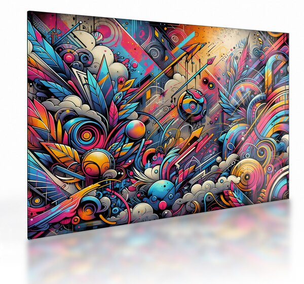 Tablou pe sticlă - Graffiti multicolor (70x50 cm)