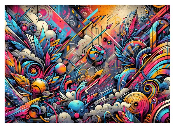 Tablou pe sticlă - Graffiti multicolor (70x50 cm)