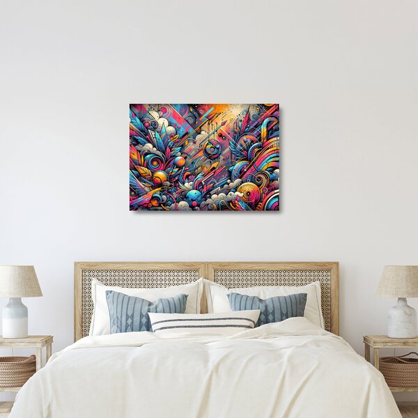 Tablou pe sticlă - Graffiti multicolor (70x50 cm)