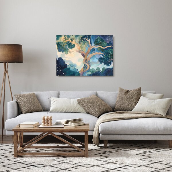 Tablou pe sticlă – Arbore cosmic (70x50 cm)