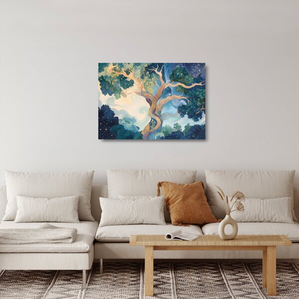 Tablou pe sticlă – Arbore cosmic (70x50 cm)