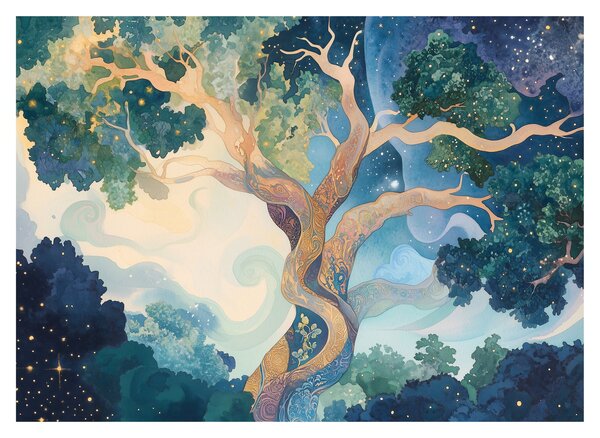 Tablou pe sticlă – Arbore cosmic (70x50 cm)