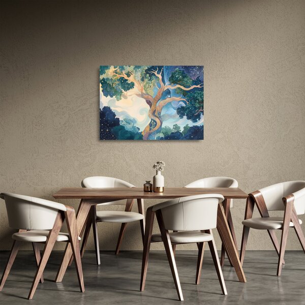 Tablou pe sticlă – Arbore cosmic (70x50 cm)