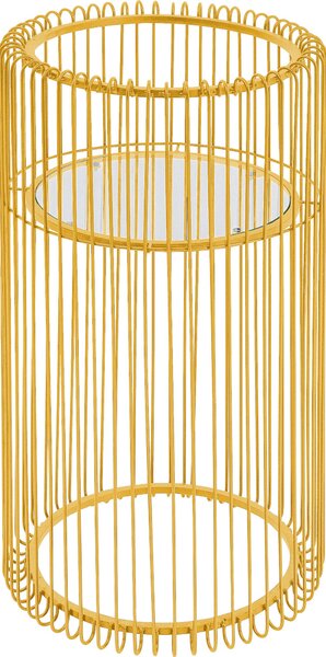Suport de flori auriu cu raft din sticla Wire Ø37x70 cm