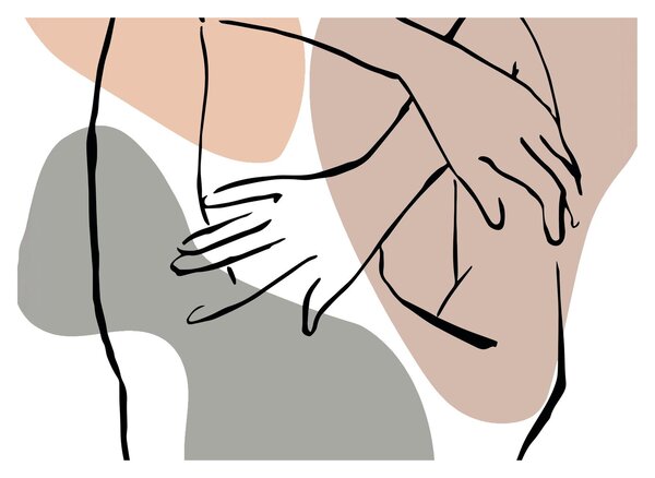 Tablou pe sticlă - Femeie corp linie de artă N⁰2 (70x50 cm)