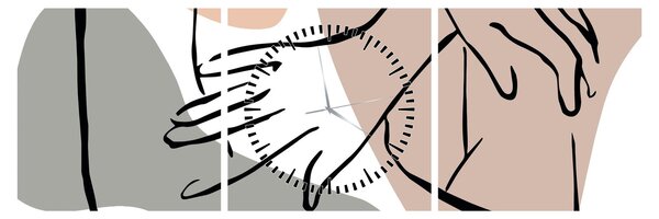 Tablou - Femeie corp linie de artă N⁰2 (cu ceas) (90x30 cm)