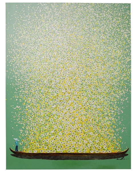 Tablou canvas Flower Boat mov/alb 120x160cm