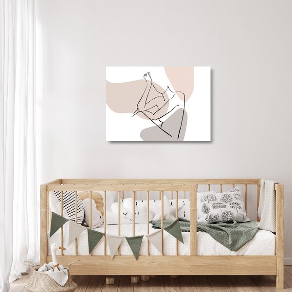 Tablou pe sticlă - Femeie corp linie de artă N⁰1 (70x50 cm)