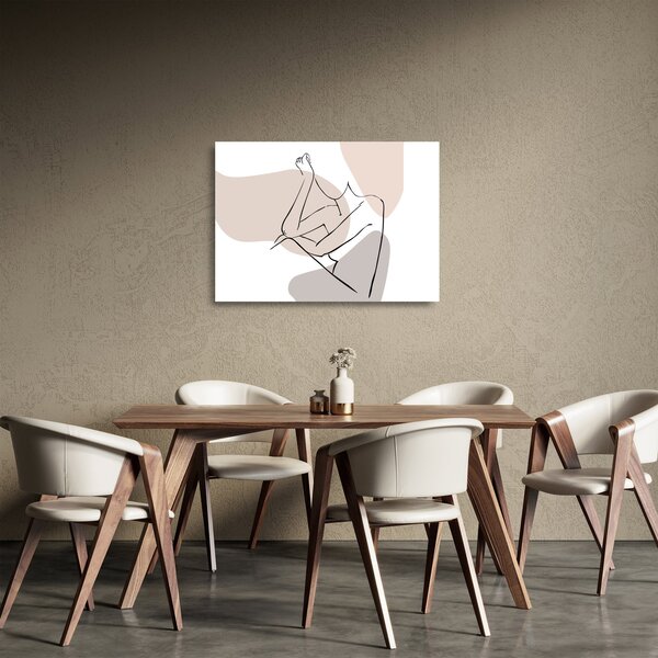 Tablou pe sticlă - Femeie corp linie de artă N⁰1 (70x50 cm)