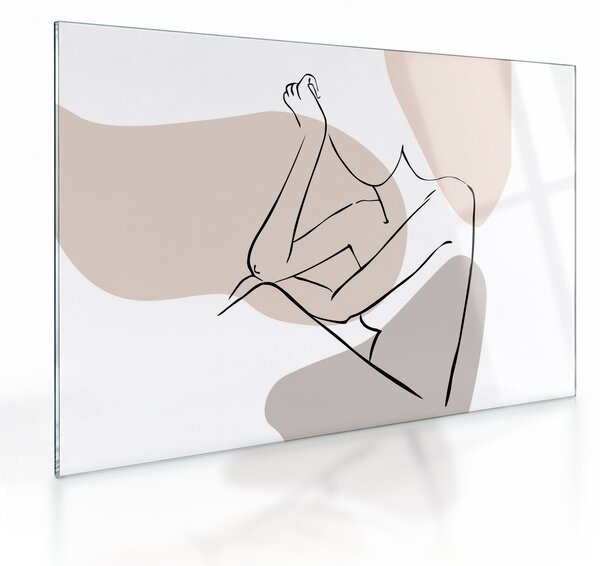 Tablou pe sticlă - Femeie corp linie de artă N⁰1 (70x50 cm)