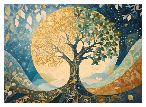Tablou pe sticlă – Arborele vieții în lună (70x50 cm)