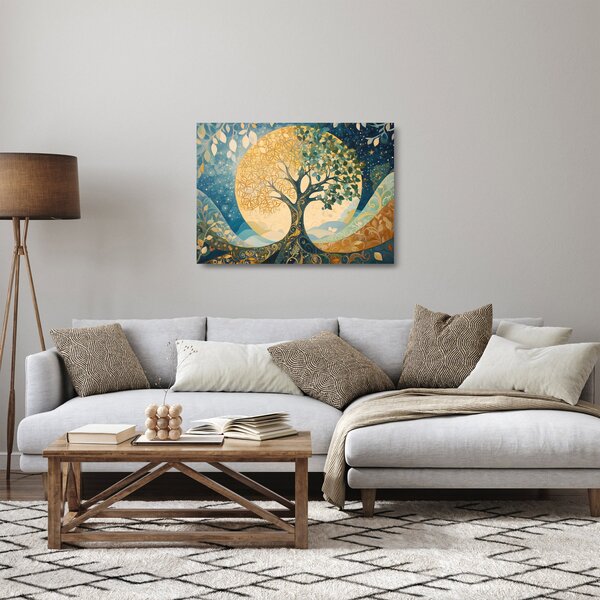 Tablou pe sticlă – Arborele vieții în lună (70x50 cm)