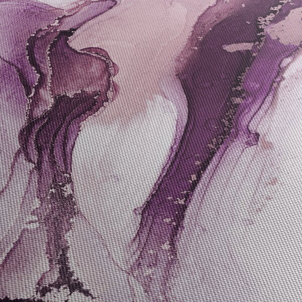 Tablou - Artă fluidă violet (cu ceas) (90x30 cm)