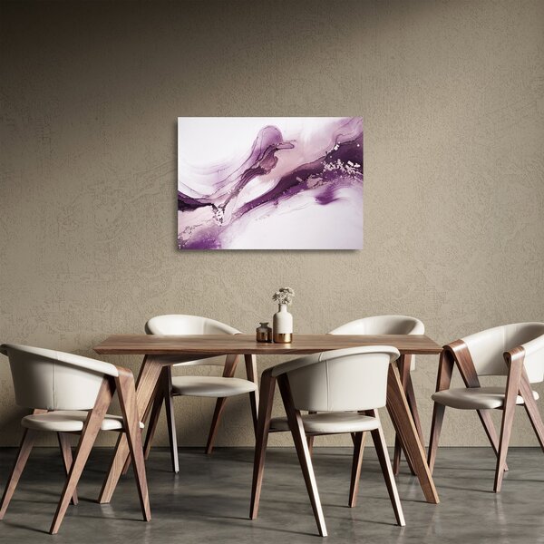 Tablou pe sticlă - Artă fluidă violet (70x50 cm)