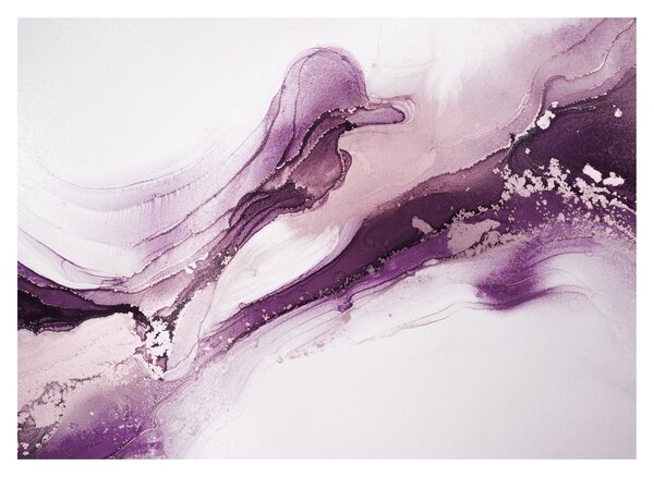 Tablou pe sticlă - Artă fluidă violet (70x50 cm)