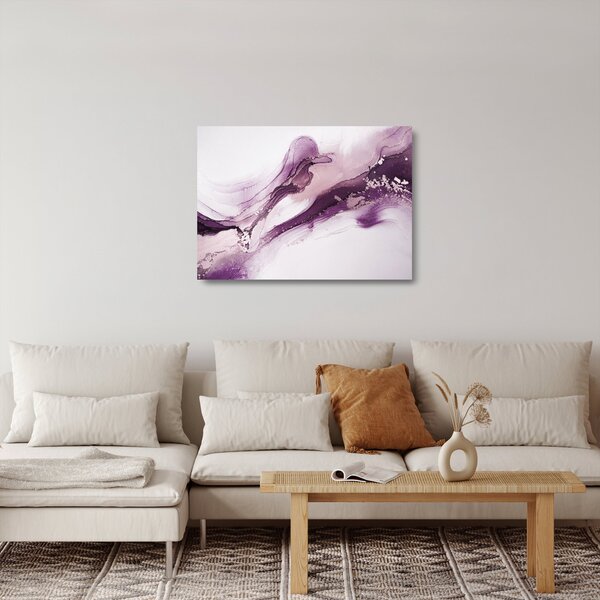 Tablou pe sticlă - Artă fluidă violet (70x50 cm)