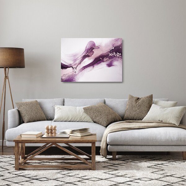 Tablou pe sticlă - Artă fluidă violet (70x50 cm)