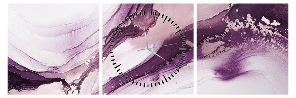 Tablou - Artă fluidă violet (cu ceas) (90x30 cm)