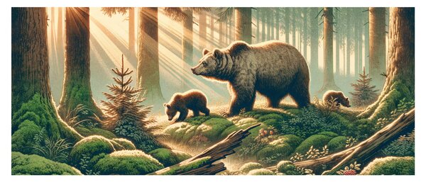 Tablou - Urși în pădure (120x50 cm)