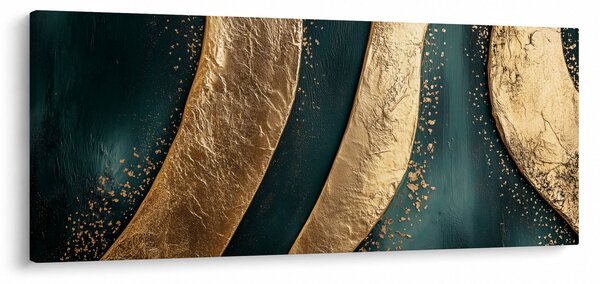 Tablou - Abstracție verde cu auriu I. (120x50 cm)