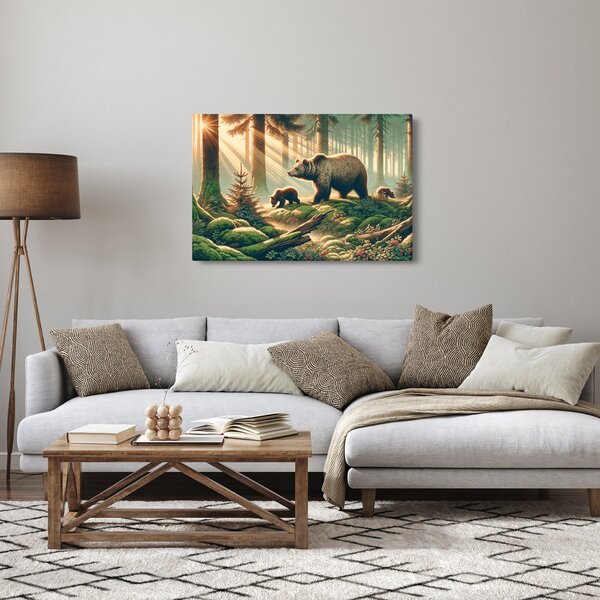 Tablou - Urși în pădure (90x60 cm)