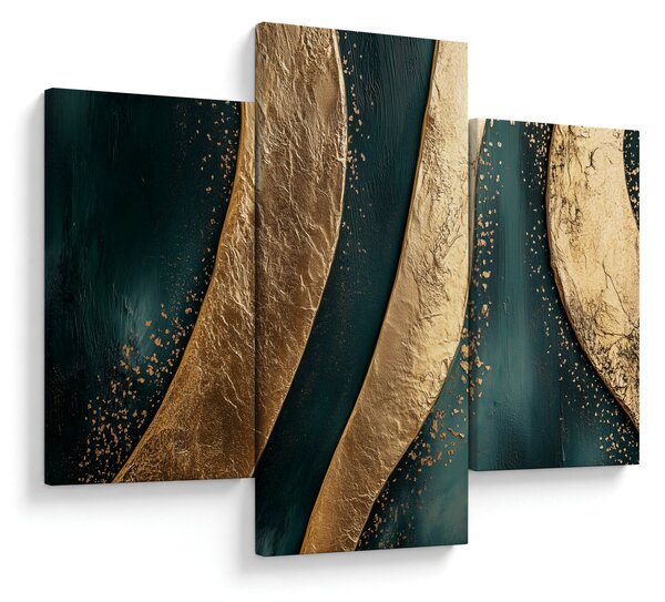 Tablou - Abstracție verde cu auriu I. (90x60 cm)