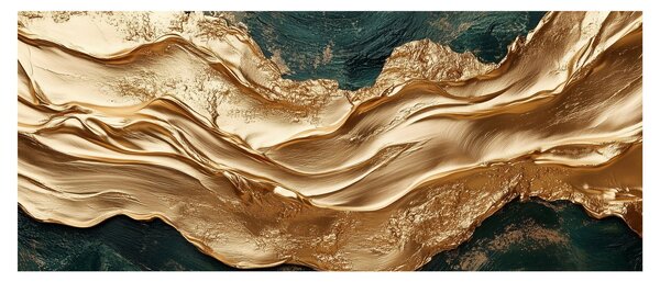 Tablou - Abstracție verde cu auriu II. (120x50 cm)