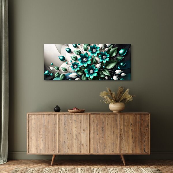 Tablou - Flori turcoaz 3D (120x50 cm)