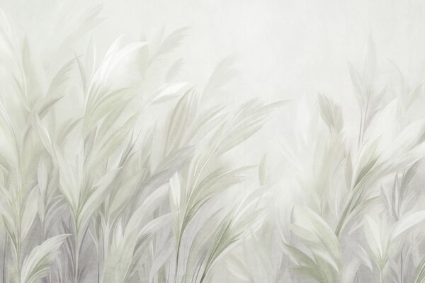 Tapet Iarbă înaltă și pufoasă, în nuanțe delicate de verde pastel, pe un fundal cu textură ușoară, Fototapet Natură, w10060v1 : Uwalls.ro