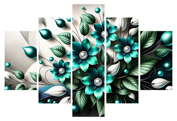Tablou - Flori turcoaz 3D (150x105 cm)