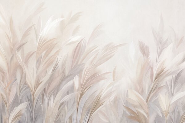 Tapet Iarbă înaltă și pufoasă, în nuanțe pastelate delicate, pe un fundal cu textură ușoară, Fototapet Natură, w10060 : Uwalls.ro