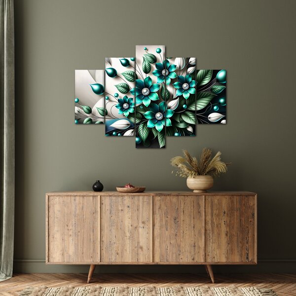 Tablou - Flori turcoaz 3D (150x105 cm)