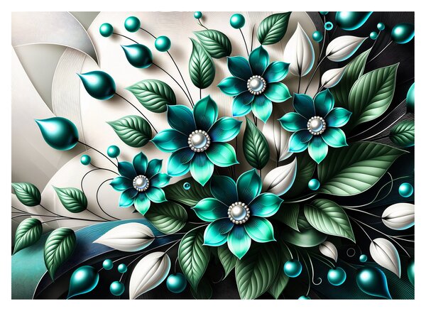 Tablou - Flori turcoaz 3D (70x50 cm)