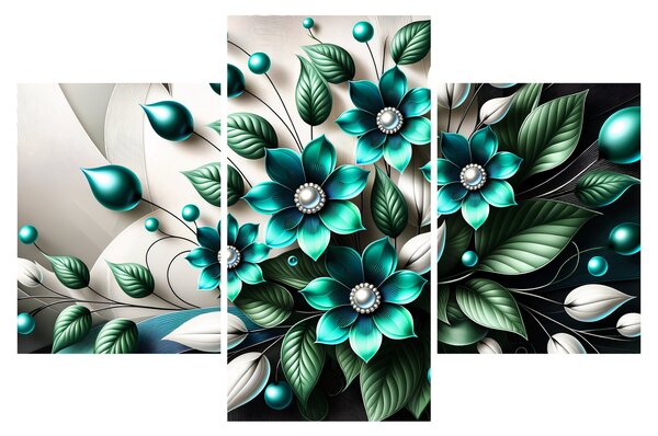 Tablou - Flori turcoaz 3D (90x60 cm)