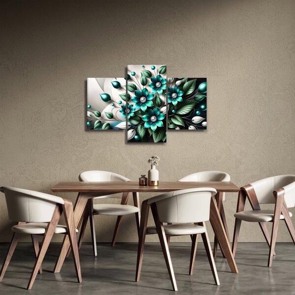 Tablou - Flori turcoaz 3D (90x60 cm)