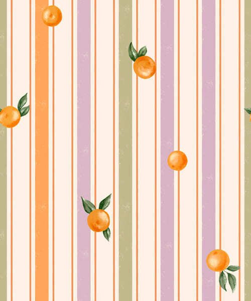 Tapet Fructe portocalii pe dungi multicolore, Tapet geometrie, Tapet dungi, a01263v2 : Uwalls.ro