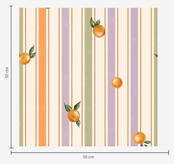 Tapet Fructe portocalii pe dungi multicolore, Tapet geometrie, Tapet dungi, a01263v2 : Uwalls.ro