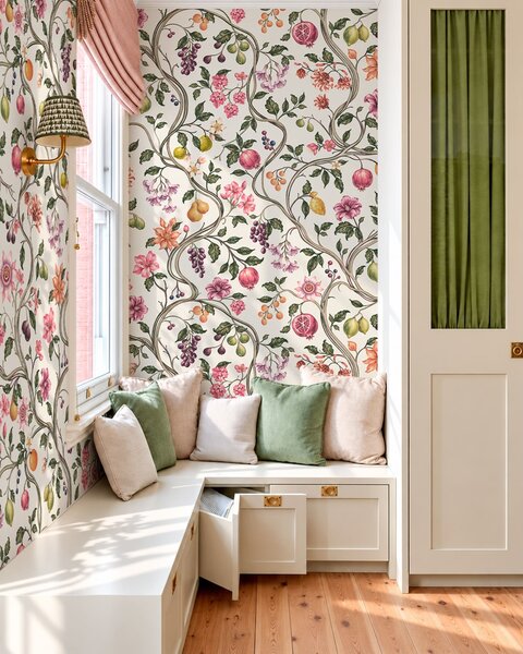 Tapet Motiv floral și fructat cu ramuri împletite, Fototapet alimente și băuturi, w05862v1 : Uwalls.ro