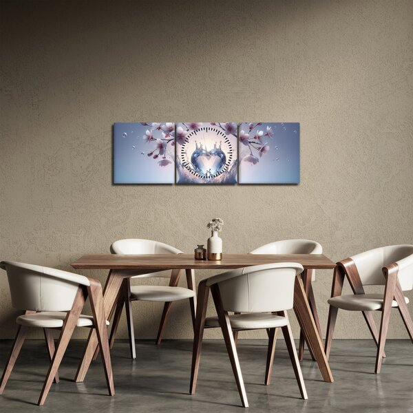 Tablou - Inimă de diamant (cu ceas) (90x30 cm)