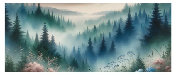 Tablou - Peisaj forestier cu ceață (120x50 cm)