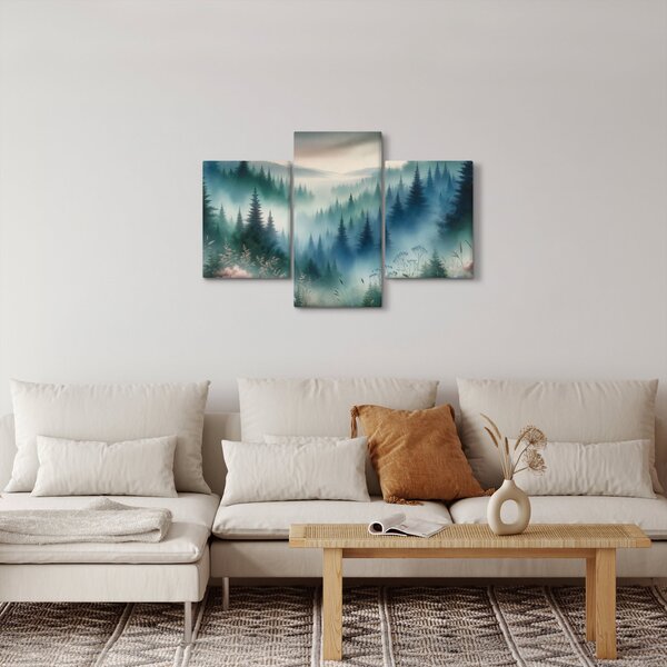 Tablou - Peisaj forestier cu ceață (90x60 cm)