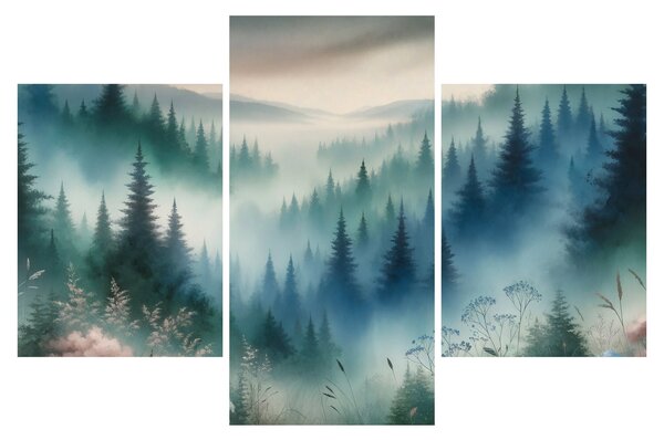 Tablou - Peisaj forestier cu ceață (90x60 cm)
