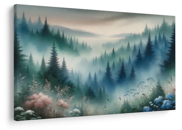 Tablou - Peisaj forestier cu ceață (90x60 cm)