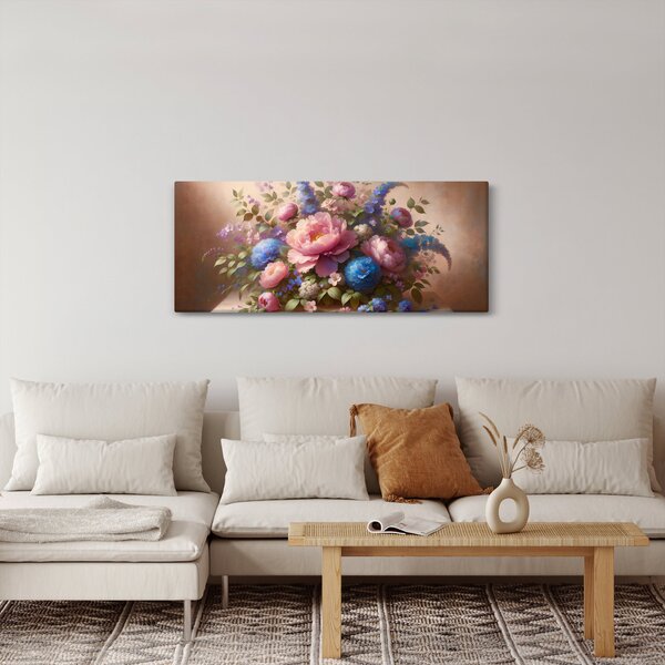 Tablou - Masă plină de flori (120x50 cm)